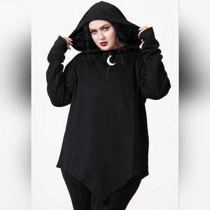 Killstar Hexistential Asymmetrical Moon Hoodie Goth Witchy Sweatshirt